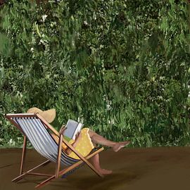 Reading In The Garden by Osheensgallery