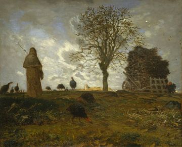 Herfstlandschap met een kudde kalkoenen, Jean-François Millet