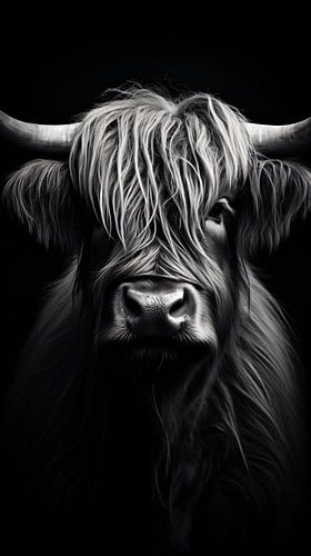 Portrait d'animal en noir et blanc art minimaliste de la vie sauvage