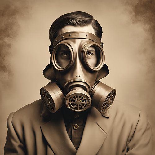 Toilet Art Man Gasmasker bruin