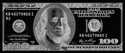 All about the Benjamins - 100 dollar kunstwerk