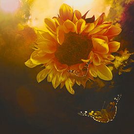 Die Sonnenblume knapp über der Kante von Helga Blanke