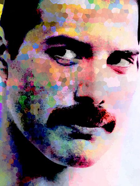 Freddie Mercury Abstraktes Porträt in verschiedenen Farben von Art By Dominic