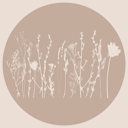Prairie scandinave fleurs sauvages minimalistes en beige no. 1