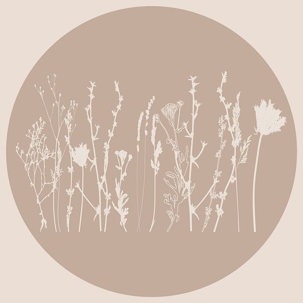Scandinavian Meadow Minimalist Wildflowers in Beige no. 1 by Dina Dankers