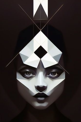 Portret van een jonge vrouw Moderne geometrische kunst
