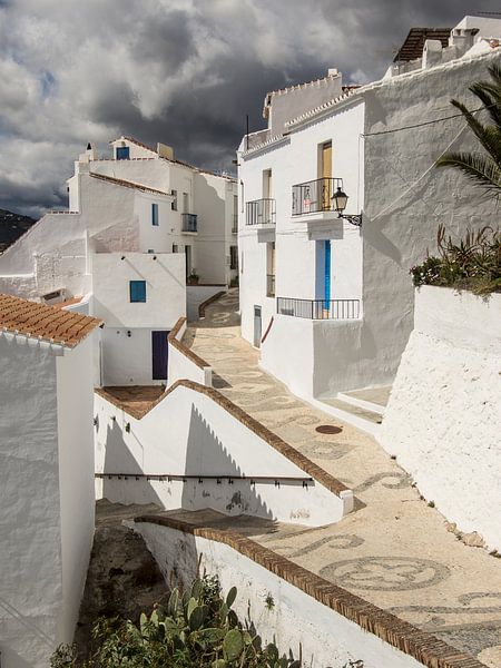 Lane in the white village of Frigiliana in Andalusia by René Weijers