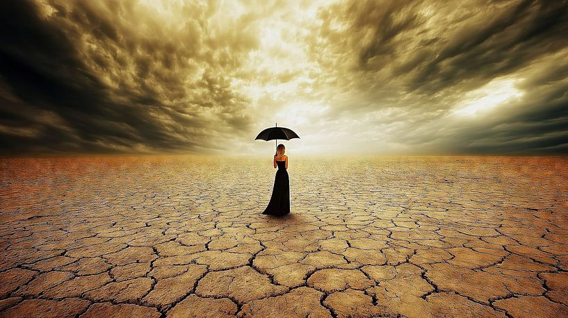 Woman with umbrella by Frank Heinz