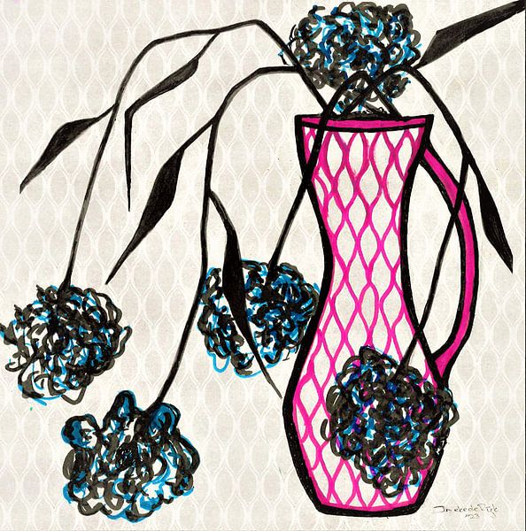 Vase (4)Handbemaltes Aquarell. von Ineke de Rijk