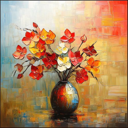 Abstracte vaas met bloemen