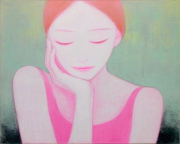 portrait de femme | Femme à l'haleine rose sur La collection ARTEO