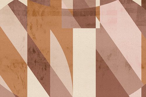 Bauhaus abstracte vormen in bruin, roest, beige, verbrand oranje IV