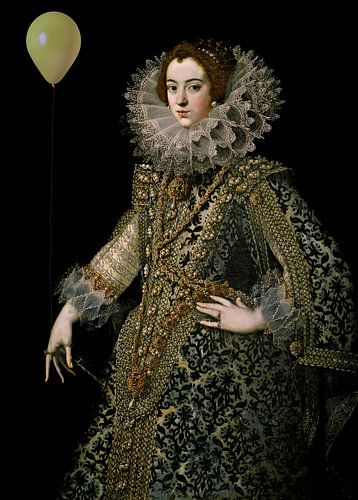 Koningin Elizabeth van Bourbon met ballon