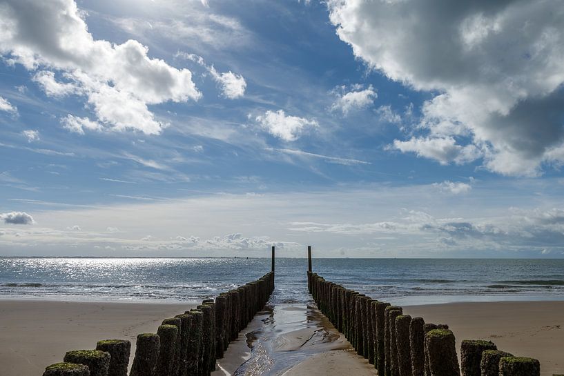 Breakwaters on the Beach at Flushing Zeeland by Menno Schaefer