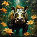 Jungle Flora Surrealism: Pygmy Hippopotamus by Mellow Art thumbnail
