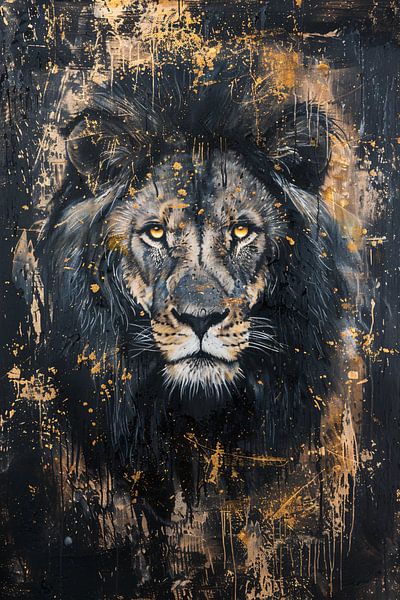Geheimnisvolles Porträt eines Löwen in der Kunst von Art & Soul Creations