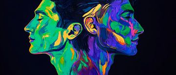 Colourful double portraits in neon colours by Poster Art Shop