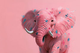 Rosa Elefant im farbenfrohen Pop-Art-Stil von Studio Ypie