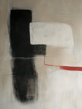 De rode lijn, modern en abstract van Japandi Art Studio