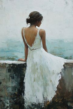 Vrouw in witte jurk van Art & Soul Creations
