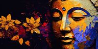 Colourful abstract painting of Buddha & lotus flower by Surreal Media thumbnail