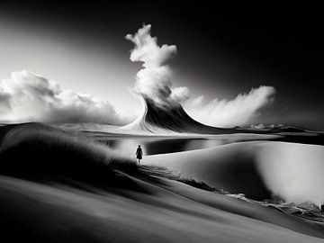 Zwart-wit foto met kunst van Mustafa Kurnaz