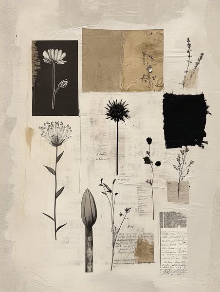Botanical collage in Japandi style by Japandi Art Studio
