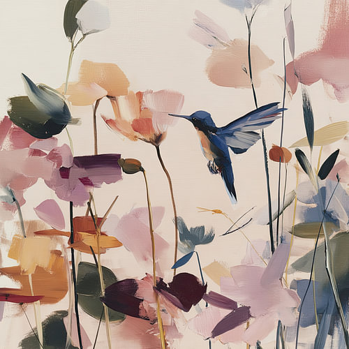 Blauer Kolibri in voller Blüte