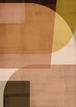 Modern abstract shapes in coral, ocher and taupe by Dina Dankers