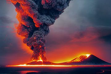 Illustration d'un volcan en éruption avec de la lave sur Animaflora PicsStock