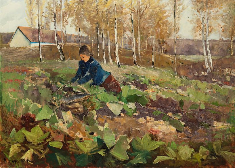 Farmer woman in beet field, Karl Hagemeister by Masterful Masters