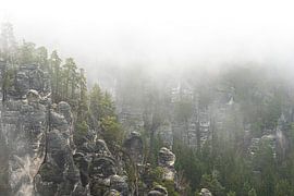 Sandstone rock world in the mist by Holger W. Spieker