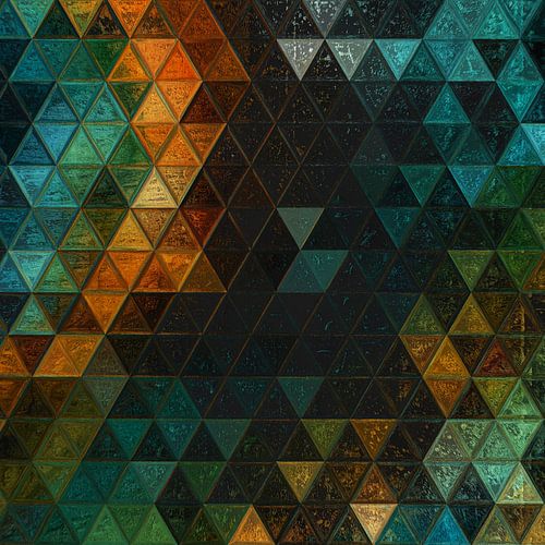 Mozaïek driehoek donkere kleuren #mosaic