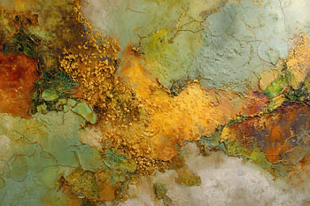 Goud Oranje Abstract - Warm Luxe Schilderij