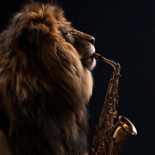 Leeuw met saxofoon