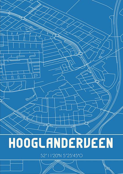 Blauwdruk | Landkaart | Hooglanderveen (Utrecht) van Stad & Wand
