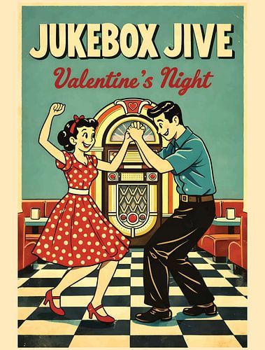 Jukebox Jive Valentijn's Nacht Retro Dans Grafisch Portret