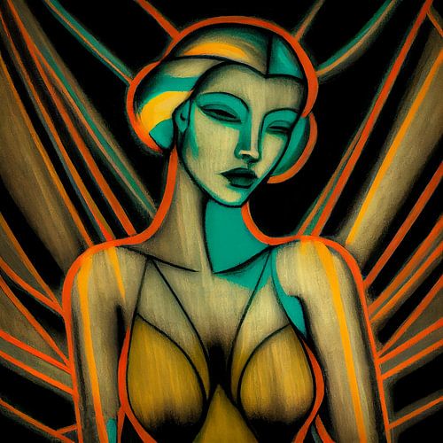 Femme art déco à la craie