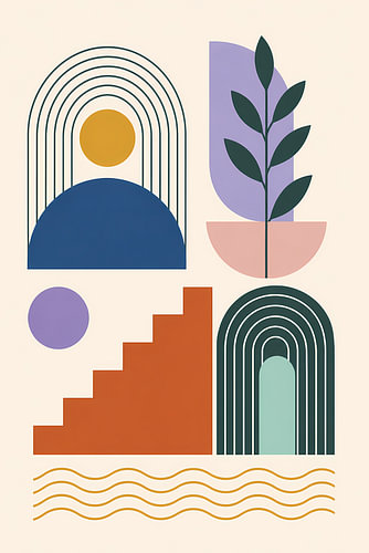 Moderne geometrische wanddecoratie in harmonieuze stijl