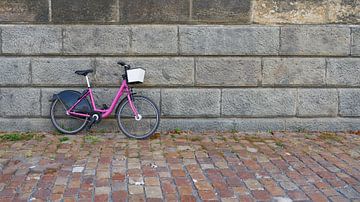 Bicycle on a wall on the banks of the Vltava