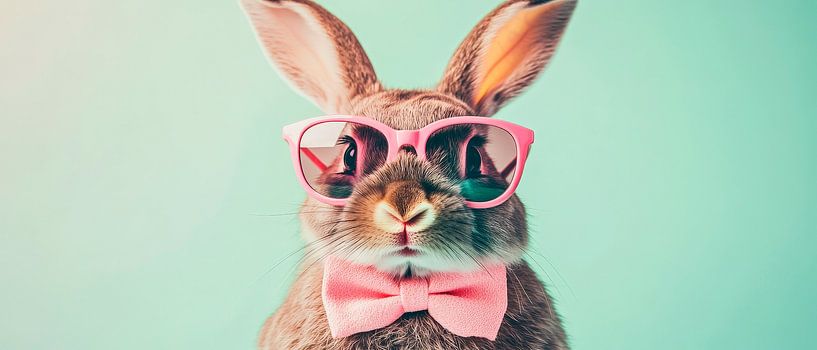 Schickes Kaninchen mit Sonnenbrille und Fliege von Poster Art Shop