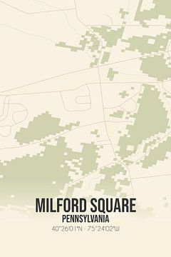 Vintage landkaart van Milford Square (Pennsylvania), USA. van Rezona