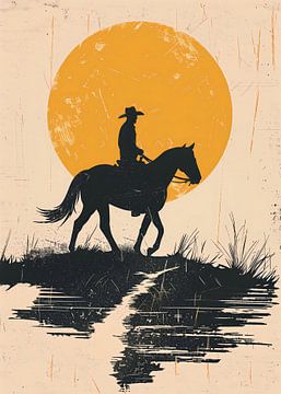 Cowboy in de zonsondergang van Andreas Magnusson