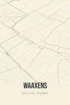 Vintage landkaart van Waaxens (Fryslan) van Rezona