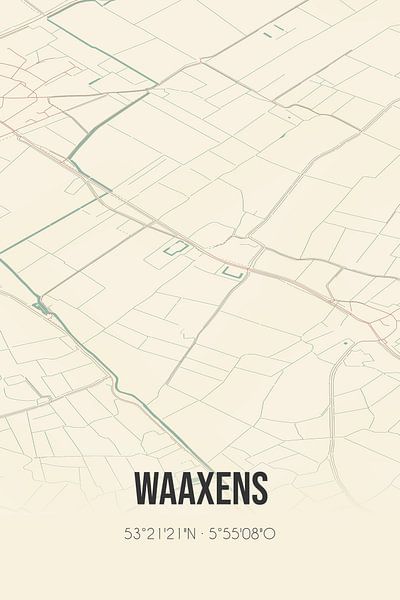 Carte ancienne de Waaxens (Fryslan) par Affiches de lieux