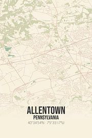 Alte Karte von Allentown (Pennsylvania), USA. von Ortsdrucke