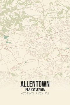 Vintage landkaart van Allentown (Pennsylvania), USA. van MijnStadsPoster