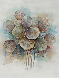 Modernes abstraktes botanisches Werk der Judas-Kiefer (Honesty)