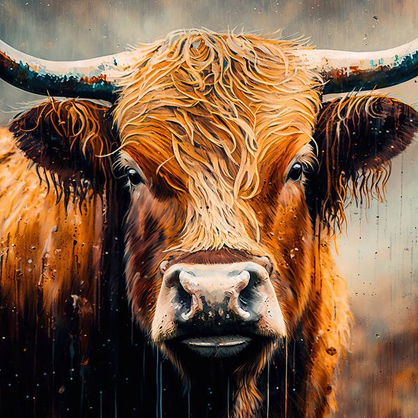 Painting Highlander Cow No. 03 by ARTEO Paintings