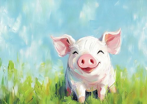 Cheerful Piglet | Piglet by Eye catching paintings